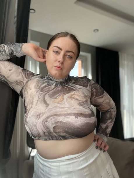 Curvy busty woman with huge tits